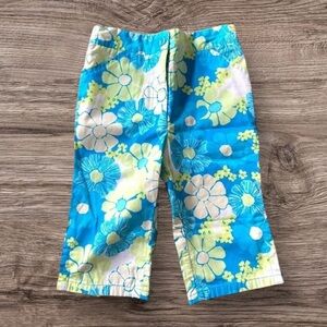 LILLY PULITZER EUC GIRLS BOTTOMS PANTS SUMMER SPRING FLORAL BLUE CASUAL  SZ 4